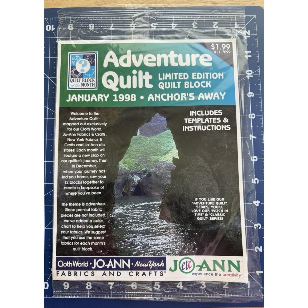 Joann January 98' Limit Ed. Adventure Quilt BOM Instructions ONLY Anchor's Away